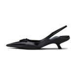 Prada Women Brushed Leather Slingback Pumps-Black 11565M