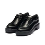 Prada Women Monolith Brushed Leather Lace-up Shoes-Black 1E249N