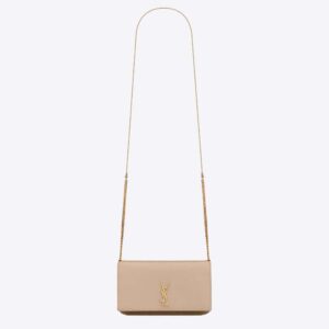 Saint Laurent YSL Women Cassandre Phone Holder in Smooth Leather-Sandy 6350950U40J2721