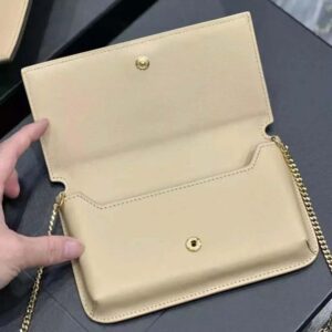 Saint Laurent YSL Women Cassandre Phone Holder in Smooth Leather-Sandy 6350950U40J2721