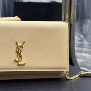 Saint Laurent YSL Women Cassandre Phone Holder in Smooth Leather-Sandy 6350950U40J2721