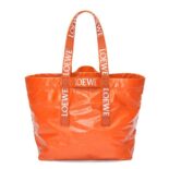 Loewe Unisex Fold Shopper in Paper Calfskin-Orange B507X23X01