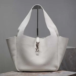Saint Laurent YSL Women Le 5 à 7 Bea in Grained Leather-White