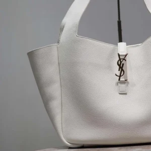 Saint Laurent YSL Women Le 5 à 7 Bea in Grained Leather-White