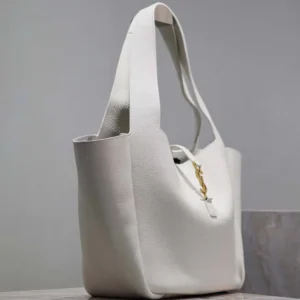 Saint Laurent YSL Women Le 5 à 7 Bea in Grained Leather-White