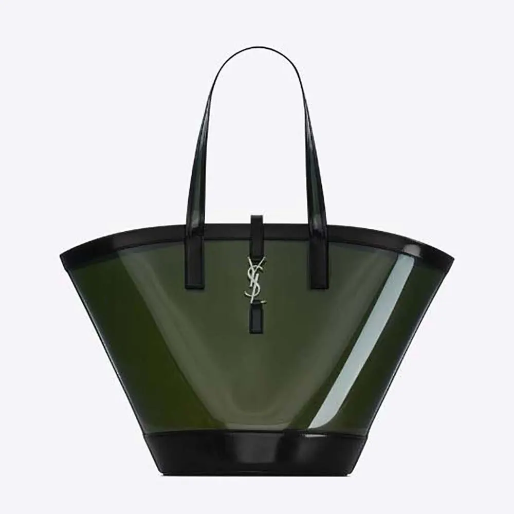 Saint Laurent YSL Women Panier Medium in Vinyl and Shiny Leather-Black 1 Saint Laurent YSL Women Panier Medium in Vinyl and Shiny Leather-Black