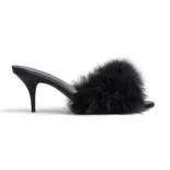Balenciaga Women Boudoir 70mm Sandal in Black Feathers 787447W0WMQ1000