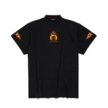Balenciaga Women Burning Unity T-Shirt Oversized in Black Vintage Jersey