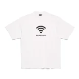 Balenciaga Women Lo_ve T-Shirt Medium Fit in off White and Black Vintage Jersey