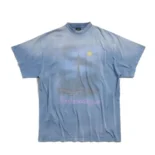 Balenciaga Women Paris Moon T-Shirt Oversized in Blue Vintage Jersey