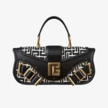 Balmain Women Blaze Clutch Bag in Leather with Balmain Jacquard Monogram BN1AE795TJGH