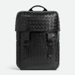 Bottega Veneta Unisex Intrecciato Flap Backpack-Black 766580V2HL28966