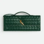 Bottega Veneta Women Long Clutch Andiamo With Handle-Emerald Green 741511VCPP33050