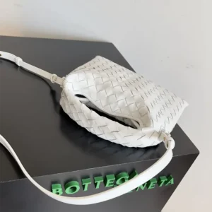 Bottega Veneta Women Mini Hop in Calf Leather-White 777586V3IV19156