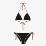 Burberry Women Check Trim Triangle Bikini-Black 80105821