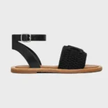 Celine Women Lympia Sandal in Triomphe Maccramé Cotton & Calfskin-Black