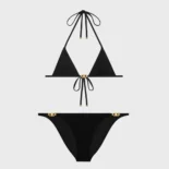 Celine Women Triomphe Triangle Top / Swimsuit Bottom in Matte Jersey 2X24M152C.38NO