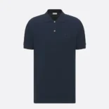 Dior Men CD Icon Polo Shirt Navy Blue Cotton Piqué 013J800A0373_C585