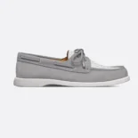 Dior Men Granville Boat Shoe Dior Gray Suede and Dior Oblique Jacquard