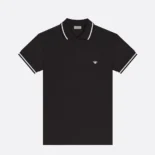 Dior Men Polo Shirt with Bee Embroidery Black Cotton Piqué
