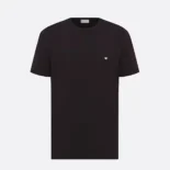 Dior Men T-Shirt with Bee Embroidery Black Cotton Jersey
