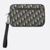 Dior Men Toiletry Bag Beige and Black Dior Oblique Jacquard