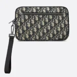 Dior Men Toiletry Bag Beige and Black Dior Oblique Jacquard