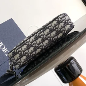 Dior Men Toiletry Bag Beige and Black Dior Oblique Jacquard