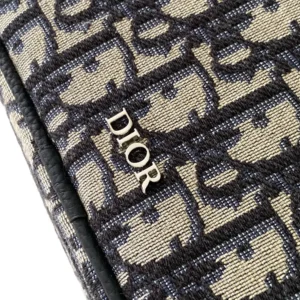 Dior Men Toiletry Bag Beige and Black Dior Oblique Jacquard