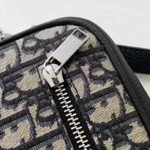 Dior Men Toiletry Bag Beige and Black Dior Oblique Jacquard