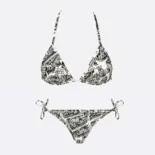 Dior Women Bikini Top / Bottom White and Black Technical Fabric with Plan de Paris Motif