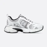 Dior Women Chrono Sneaker White and Black Mesh with Leather-Effect Panels
