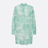 Dior Women Dioriviera Long Blouse White and Aquamarina Cotton Muslin