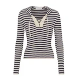 Dior Women Dioriviera Sweater Ecru Cotton Ribbed Knit 444S64AM789