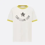 Dior Women Dioriviera T-Shirt Ecru and Lemon Yellow Cotton Jersey