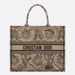 Dior Women Large Dior Book Tote White and Black Toile de Jouy Soleil Embroidery