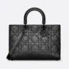 Dior Women Large Lady D-Sire Bag Black Macrocannage Crinkled Calfskin