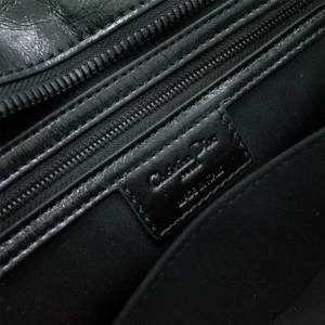 Dior Women Large Lady D-Sire Bag Black Macrocannage Crinkled Calfskin