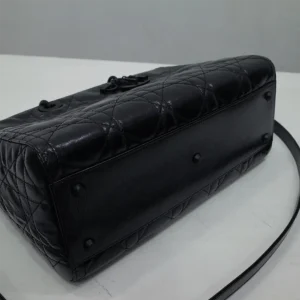 Dior Women Large Lady D-Sire Bag Black Macrocannage Crinkled Calfskin