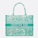 Dior Women Medium Dioriviera Dior Book Tote Aquamarina Toile de Jouy Embroidery