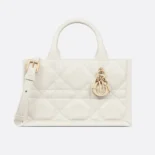 Dior Women Mini Dior Book Tote Latte Macrocannage Calfskin