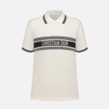 Dior Women Polo Shirt White and Navy Blue Cotton Jersey 143T10A4047