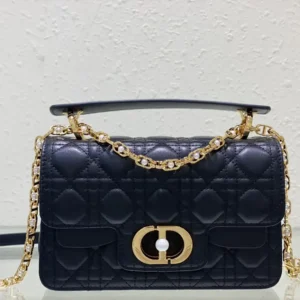 Dior Women Small Dior Jolie Top Handle Bag Black Cannage Calfskin