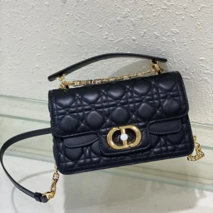 Dior Women Small Dior Jolie Top Handle Bag Black Cannage Calfskin
