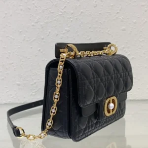 Dior Women Small Dior Jolie Top Handle Bag Black Cannage Calfskin