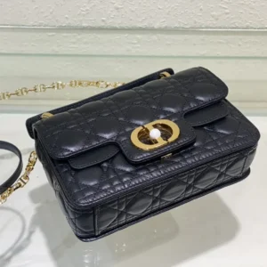 Dior Women Small Dior Jolie Top Handle Bag Black Cannage Calfskin