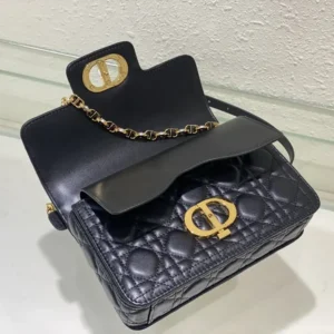 Dior Women Small Dior Jolie Top Handle Bag Black Cannage Calfskin