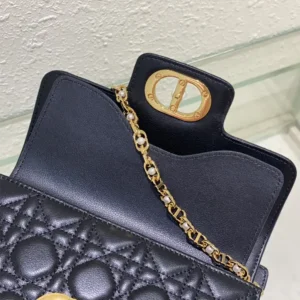 Dior Women Small Dior Jolie Top Handle Bag Black Cannage Calfskin
