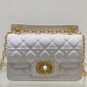 Dior Women Small Dior Jolie Top Handle Bag Latte Cannage Calfskin