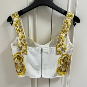 Dolce Gabbana D&G Women Cotton Corset Top with Majolica Print